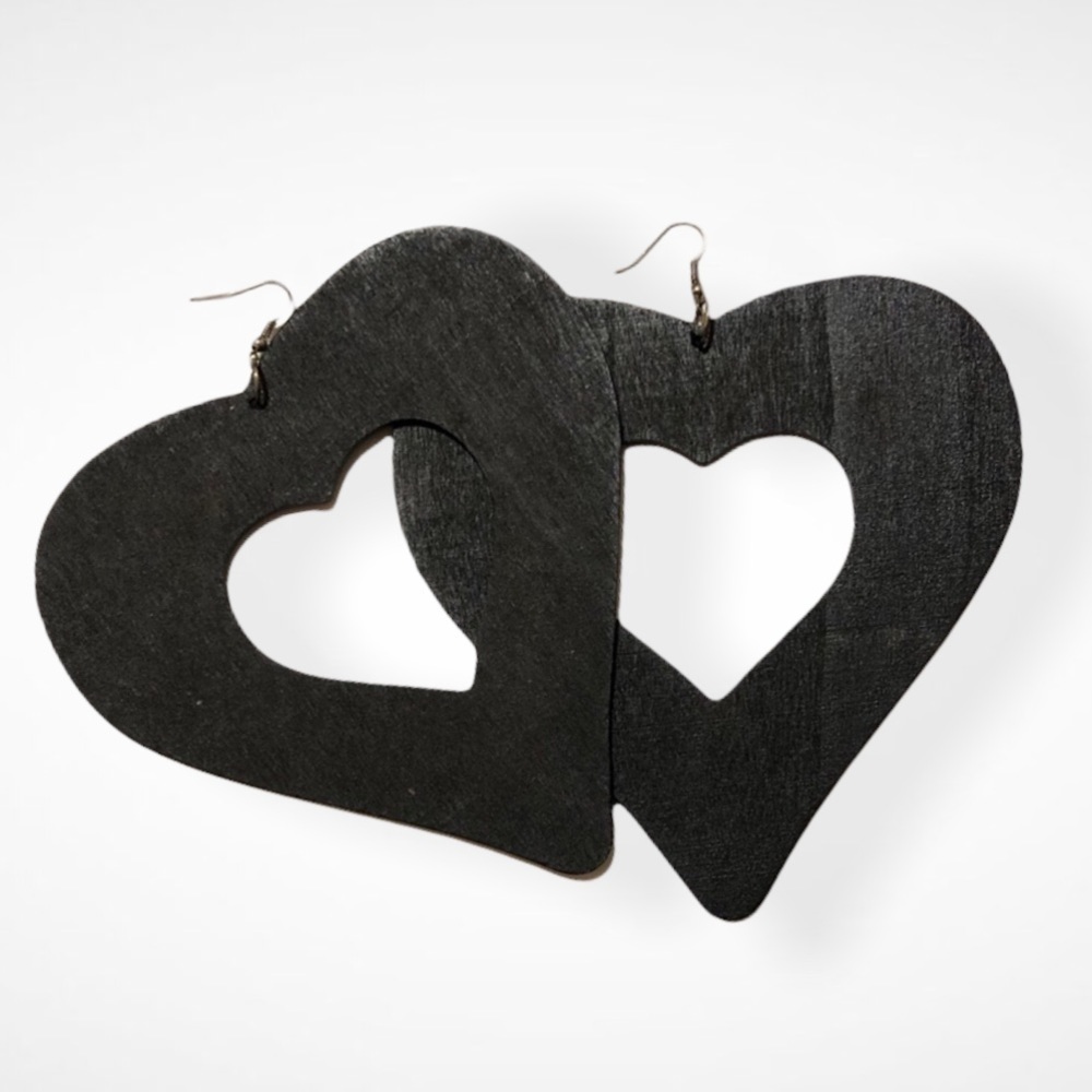 Organic Wood Heart Shaped Earrings